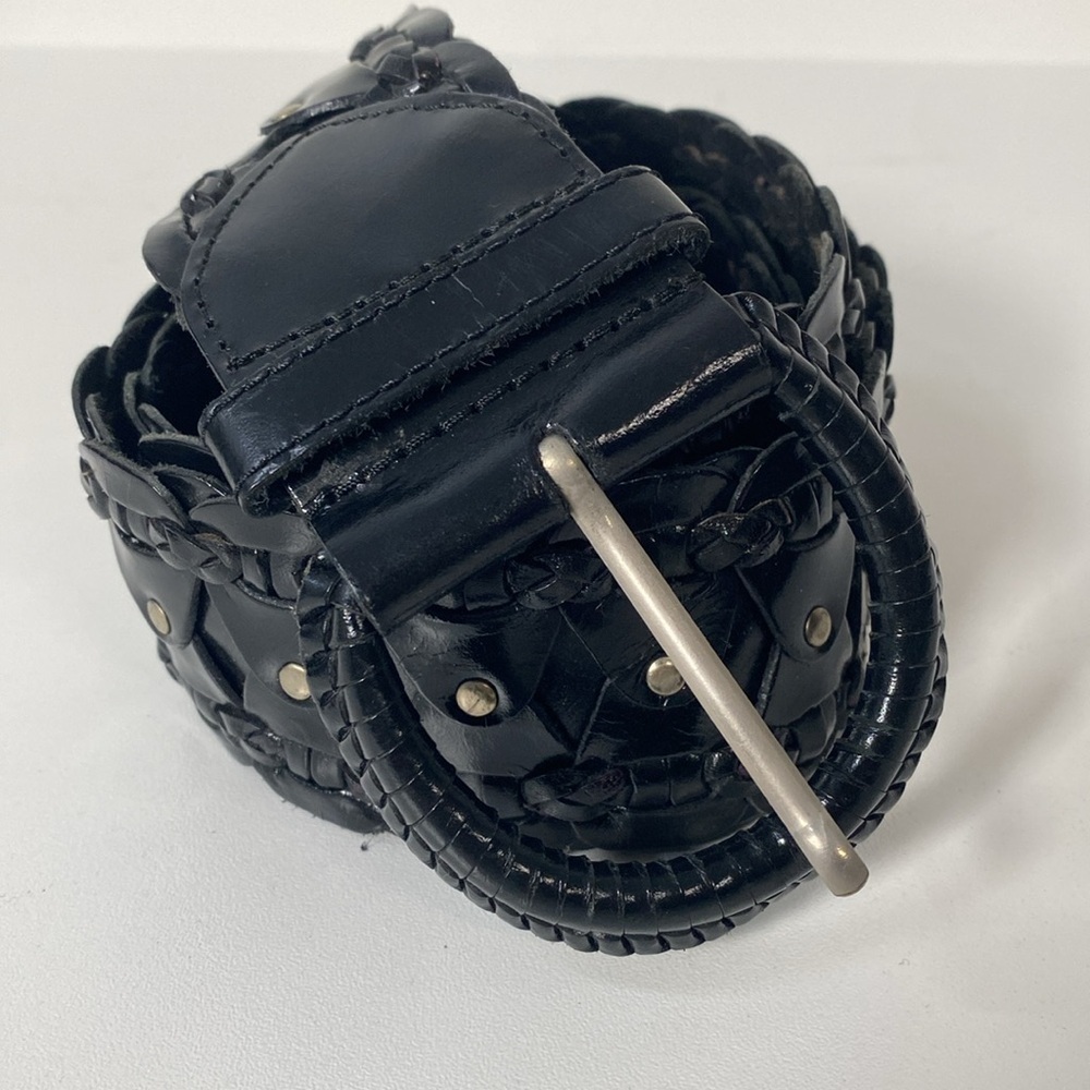 Coldwater Creek Genuine Leather Braided Belt Size Large‎ Black